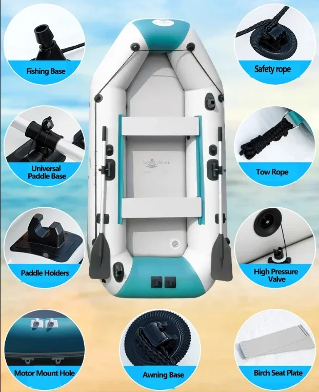 0.9mm Thickened Triple-layered Mesh Kayaks Hovercrafts LUYA Fishing Boat 2.0-3.6m Inflatable Boat with Electric Boat Motor Set