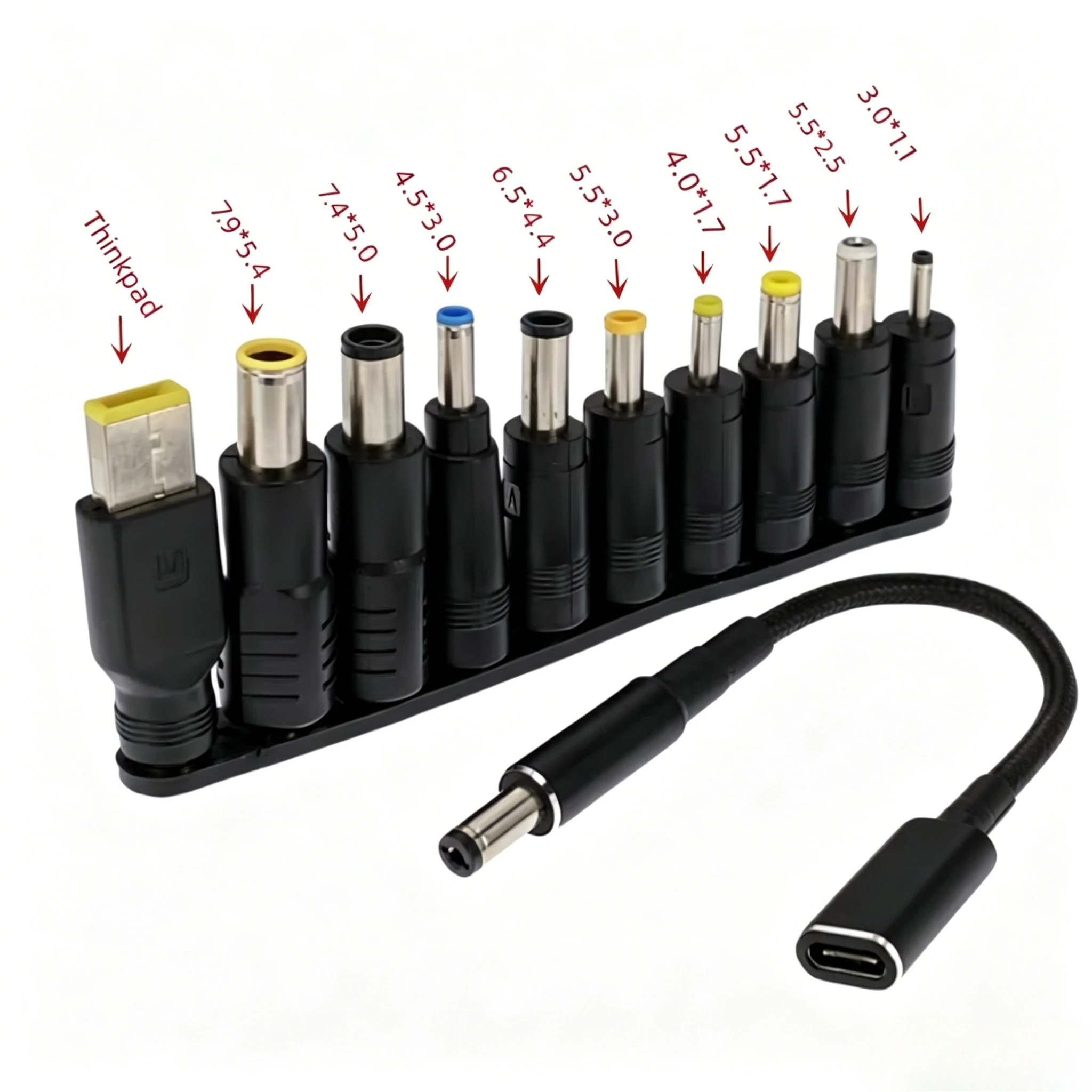 65W Type C Laptop Power Adapter Connector Plug USB Type C To Universal Laptop Charger Jack Charging Cable Cord for Notebooks