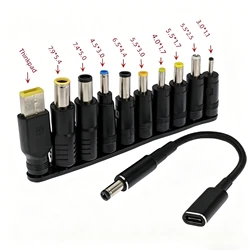 Conector adaptador de corriente para ordenador portátil tipo C de 65W, conector USB tipo C a cargador Universal para ordenador portátil, Cable de carga para cuadernos