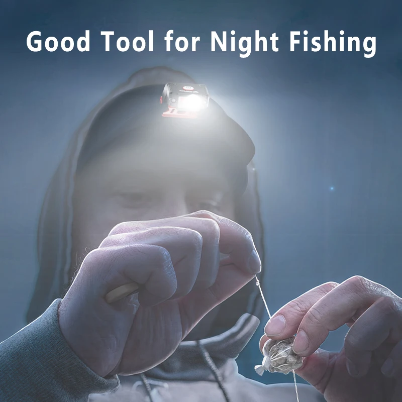 Smiling Shark TD1007 Sensor Headlamp, USB Rechargeable Mini Headlight, Cap On Clip Light, for Outdoor Camping, Night Fishing