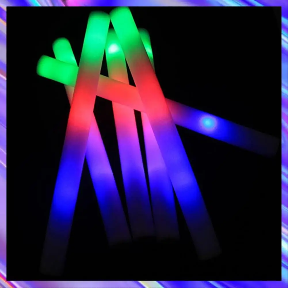 

A98Z 12Pcs White Bulk Colorful LED Glow Sticks RGB LED Glow Foam Stick Cheer Tube Dark Light Birthday Wedding Party Supplies