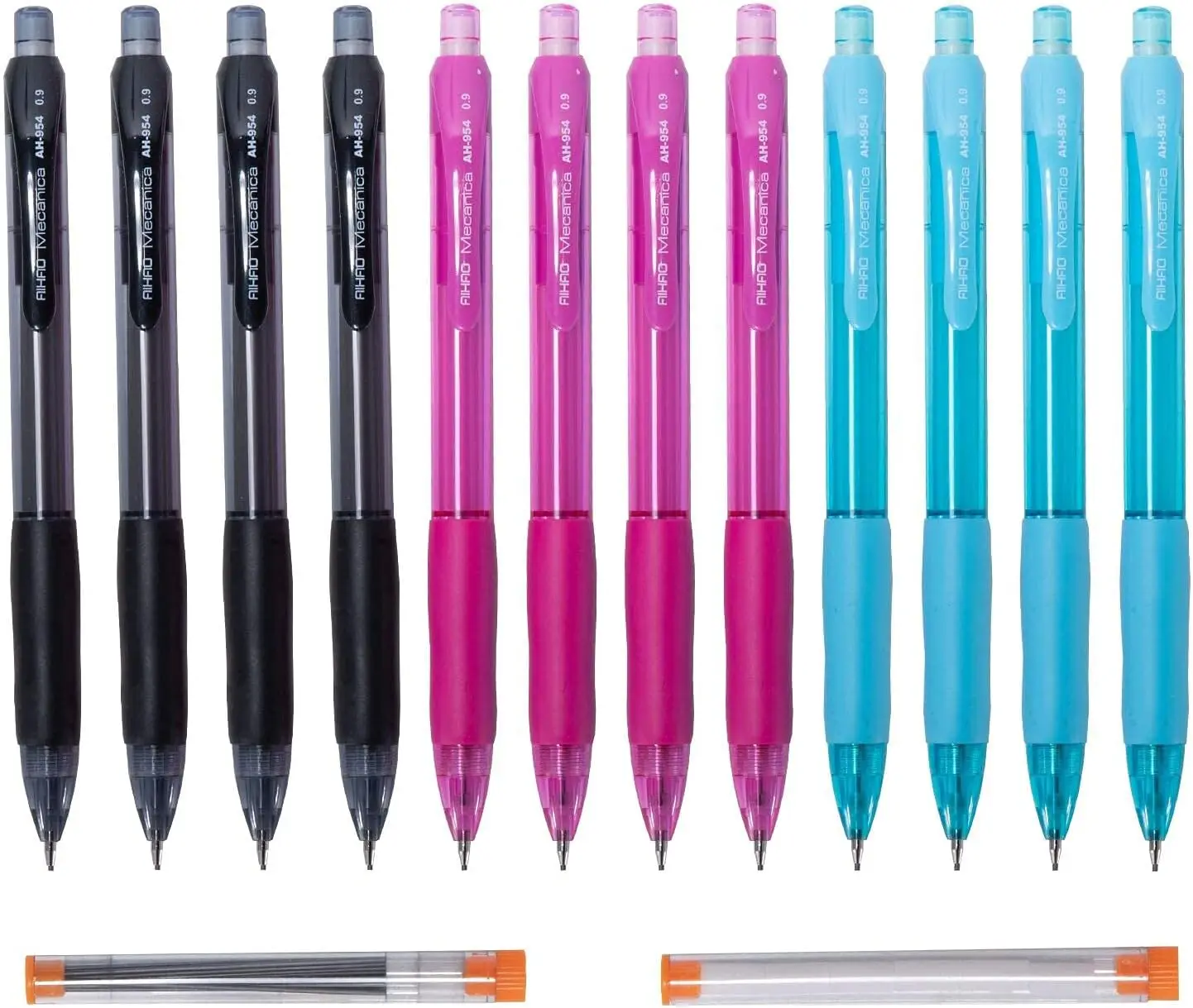 

0.9mm Thick Point Mechanical Pencils with Refills, Comfort Grip, Assorted Colors, 12-Pack