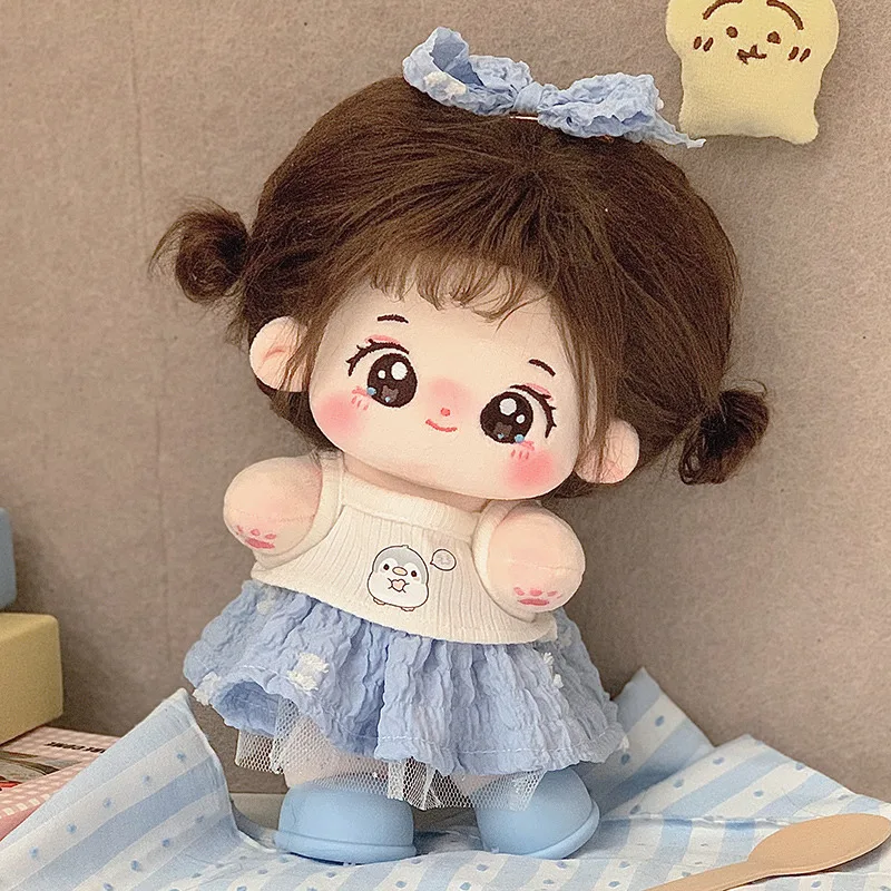 Bonita muñeca Idol de 20cm con ropa, muñecos de algodón de peluche Kawaii, juguete de peluche para niñas y niños, regalo de cumpleaños