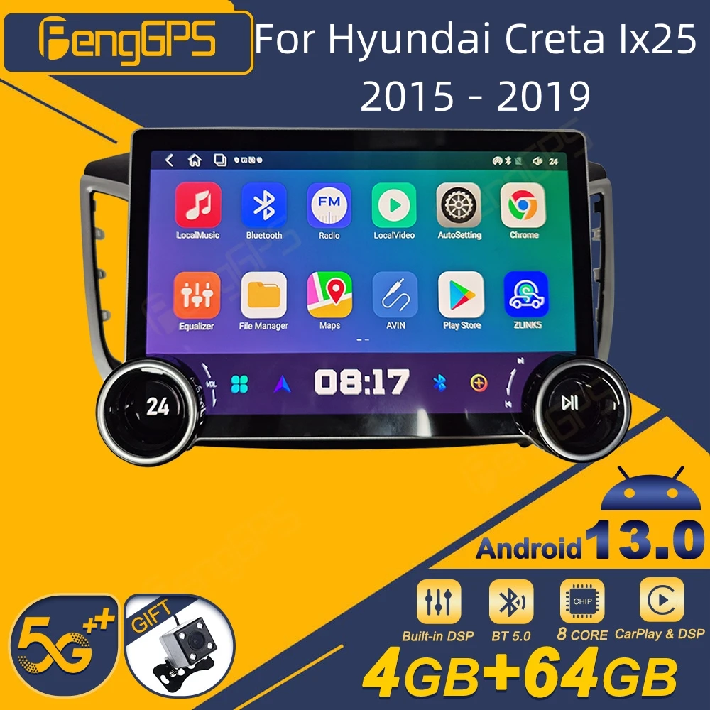 

Для Hyundai Creta Ix25 2015-2019 Android Автомобильный радиоприемник 2Din Стереоприемник Авторадио Мультимедийный плеер GPS Navi Экран головного устройства