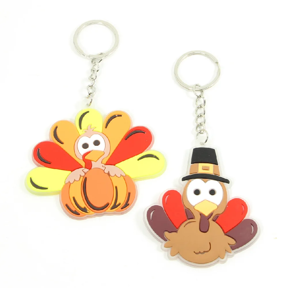 Thanksgiving Chicken Pendant Plastic Keychain Turkey Keyring For Bag Backpack Girls Purse Charm