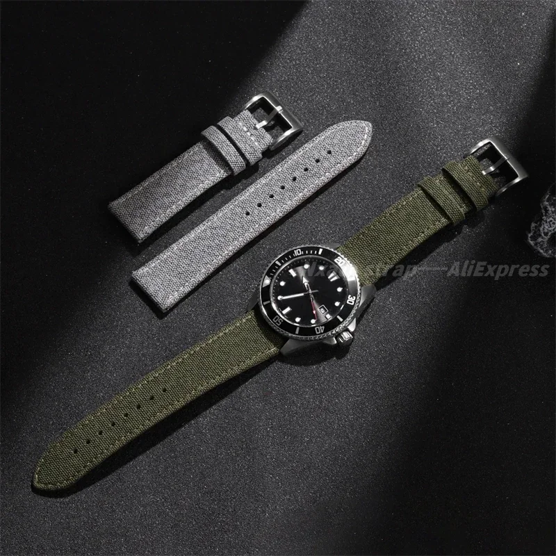 20mm 22mm Quality Sailcloth Watch Strap Leather Watch Bands Waterproof Fabric Watchband Qucik Release Wristband Belt Accessories