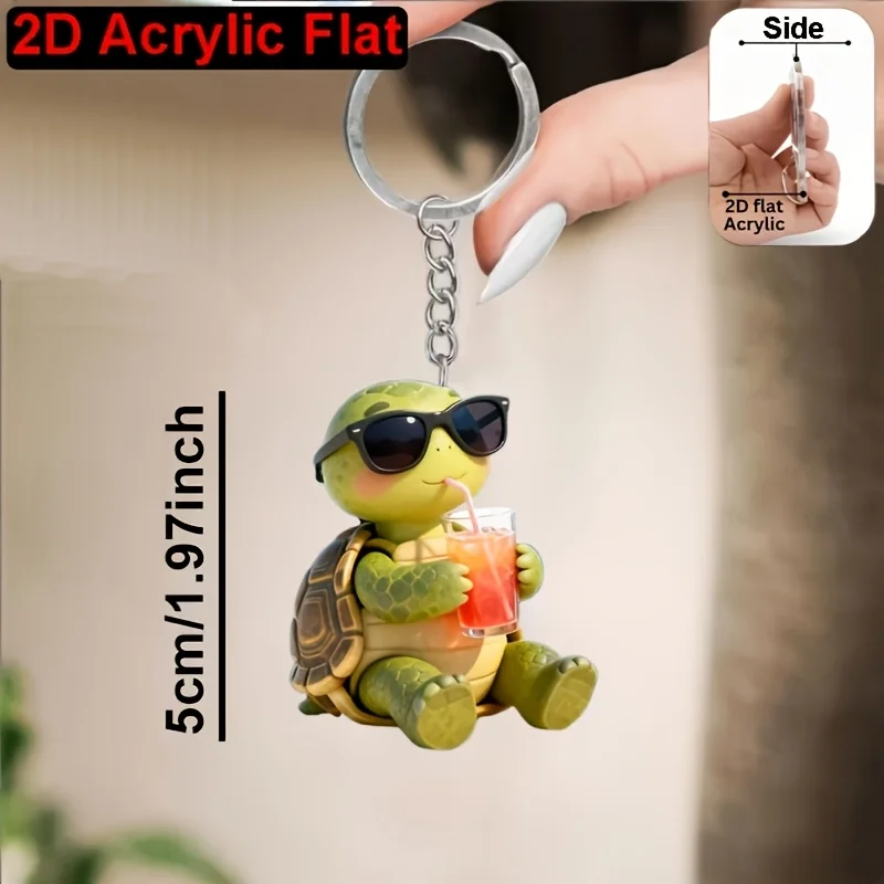 3/6 Piece Set of Acrylic Turtle Keychains, 