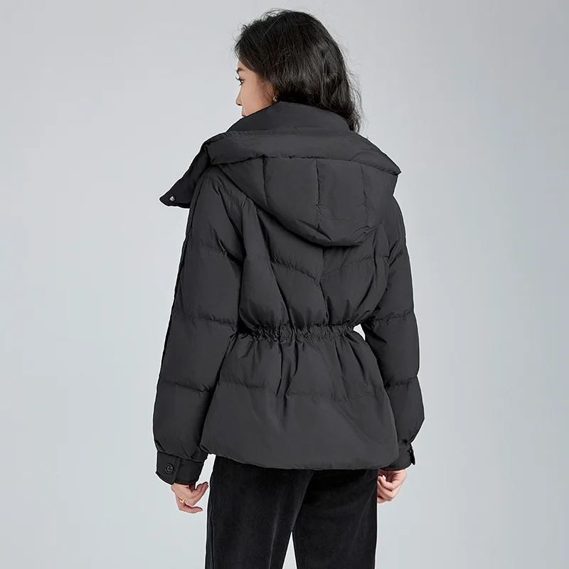 Hooded Puffer Coat for Women, Casual Down Jacket, Windproof, Thick, Warm, Female Coat, Stand Collar, New Fashion, Winter, 2024