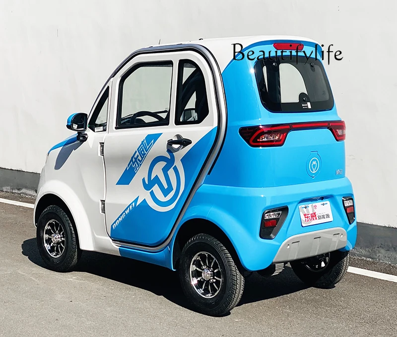 Electric Car Four-Wheel Low Speed Three-Seat Steering Wheel Fully Enclosed Heating Disc Brake Scooter Battery Car