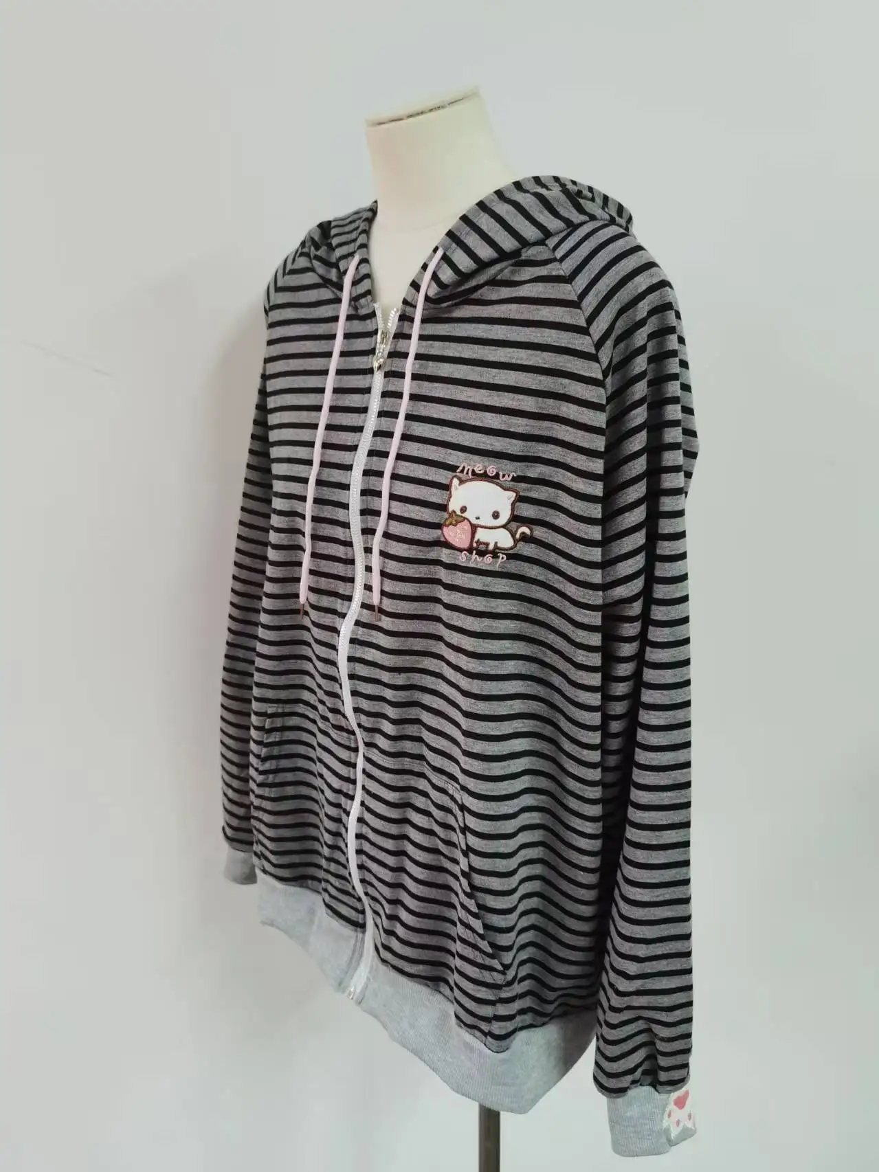 NiceMix Cutecore Jirai Kei Cat Ear Cute Oversized Hoodie Women Y2k Kawaii Zip Up Harajuku Худи Кофта