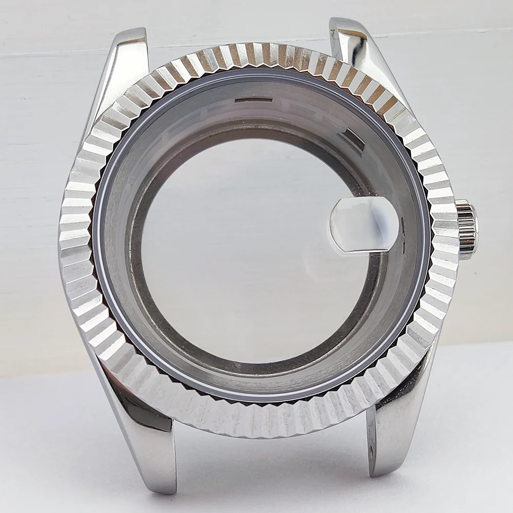 41 مللي متر حافظة الياقوت الزجاج 904L حافظة من الفولاذ المقاوم للصدأ يناسب 31 مللي متر حافظة عالية الجودة حافظة رجالية فاخرة