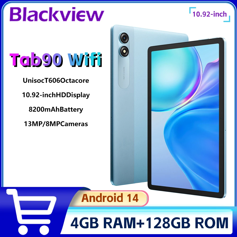 Новый планшет Blackview Tab 90 WIFI Android 14 10,92 дюйма HD+ Дисплей T606 Octa Core 4 ГБ 128 ГБ 8200 мАч Аккумулятор WIFI Планшеты ПК Новый планшет Blackview Tab 90 WIFI Android 14 10,92 дюйма HD+ Дисплей T606 Octa Core 4 ГБ 128 ГБ 8200 мАч Аккумулятор WIFI Планшеты ПК