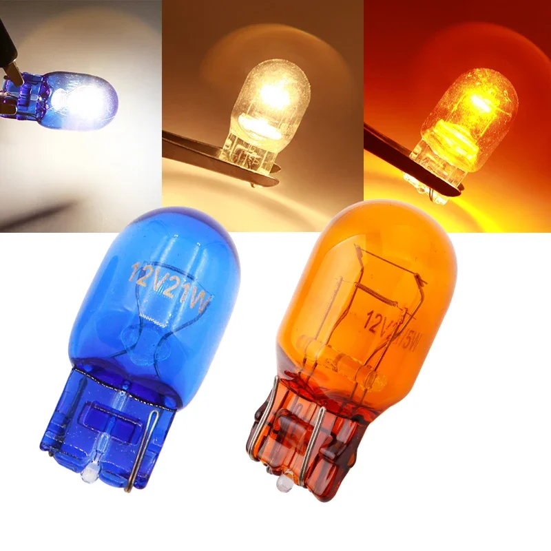 Lampu sein kaca Halogen untuk pria, lampu sein T20 7443 W21 5W 7440, lampu rem jalan siang hari, lampu bohlam mundur warna putih hangat isi 2 buah
