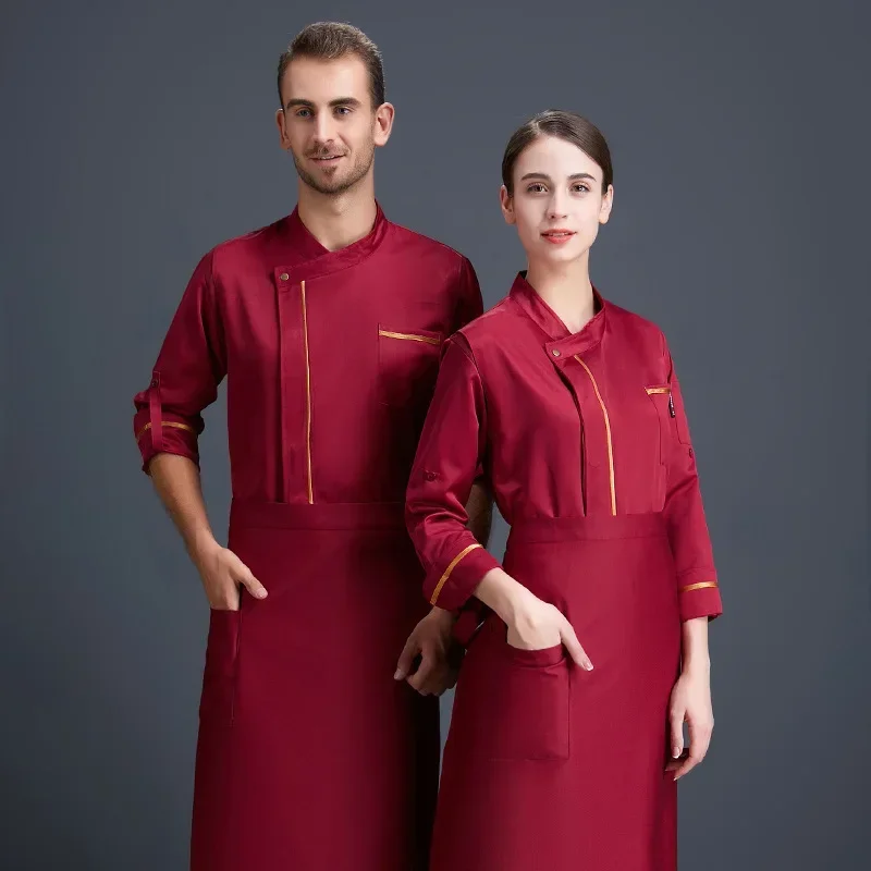 Veste à manches longues pour Service de Chef, Restaurant occidental, cuisson du pain, cuisine d'hôtel, automne et hiver, vêtements de travail pour Chef, manteau de cuisinier
