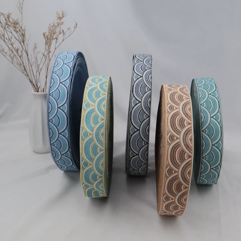 

5M Chinese Style Fan-shaped Wave Pattern Lace Trim Costume Hanfu Collar Cuff Clothing Sewing Trimming Curtain Sofa Diy Accessory