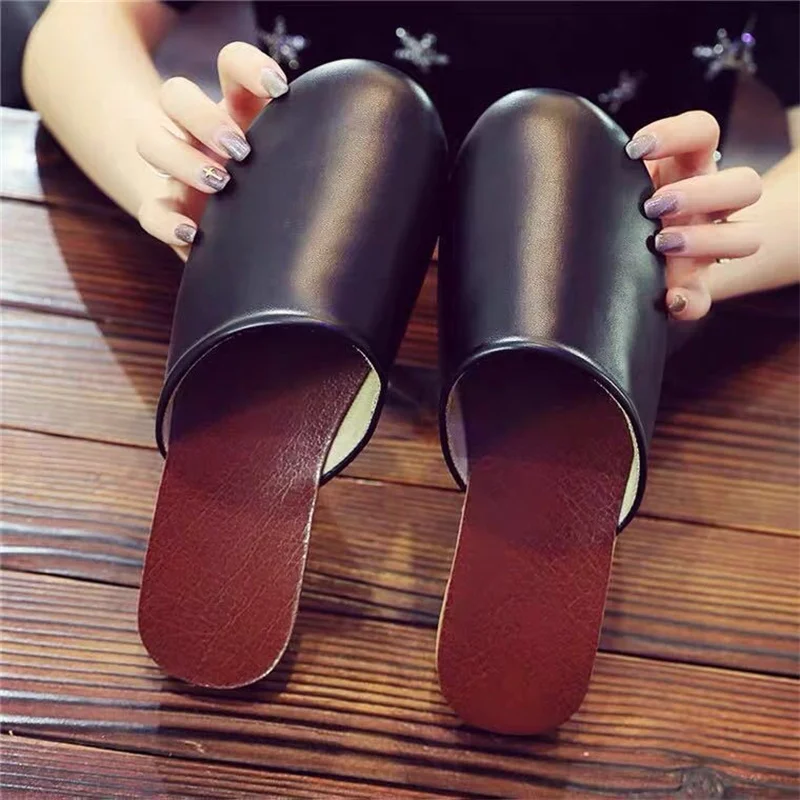 Oxford Shoes Men PU Leather Slippers High Quality Home Ladies Autumn/spring Slippers 2026 Trendy Slippers Women Leather Shoes