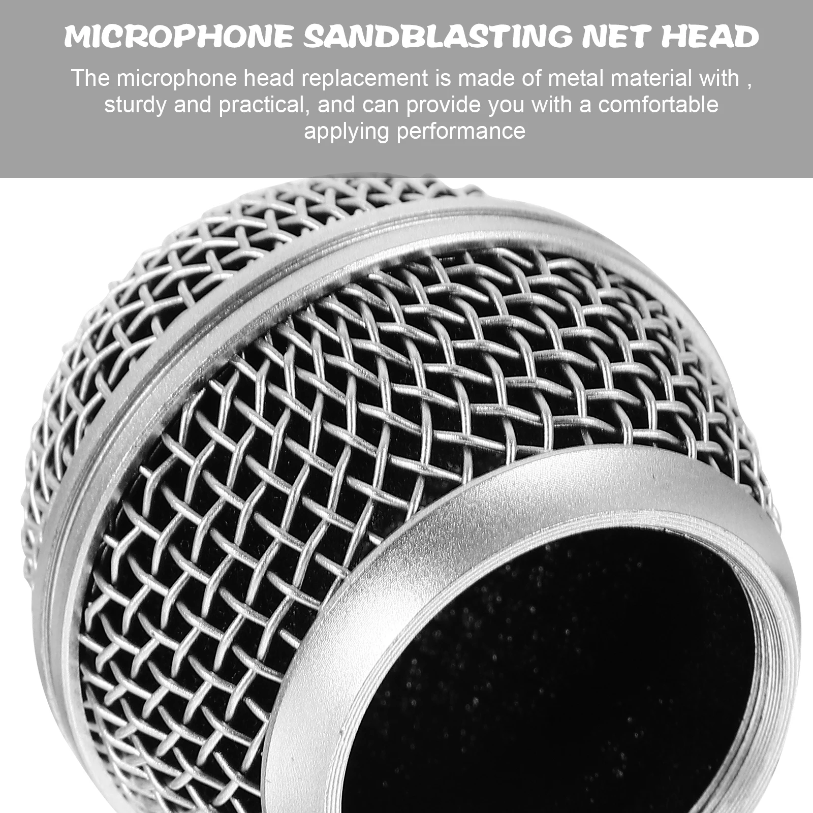 شبكة تصادم الميكروفون البديلة لرؤوس الشبكة وغطاء الدرع وشبكة كروية فضية للزجاج الأمامي متوافقة وعملية