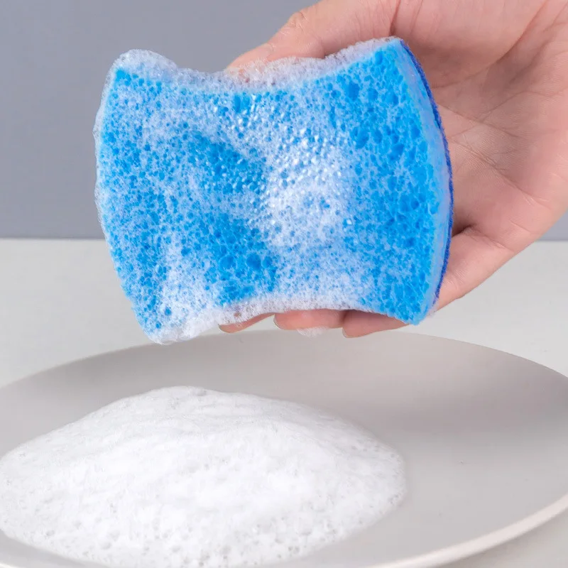 5 pezzi di spugna per la pulizia della cucina Scrub pad detergenti in spugna di pasta di legno blu