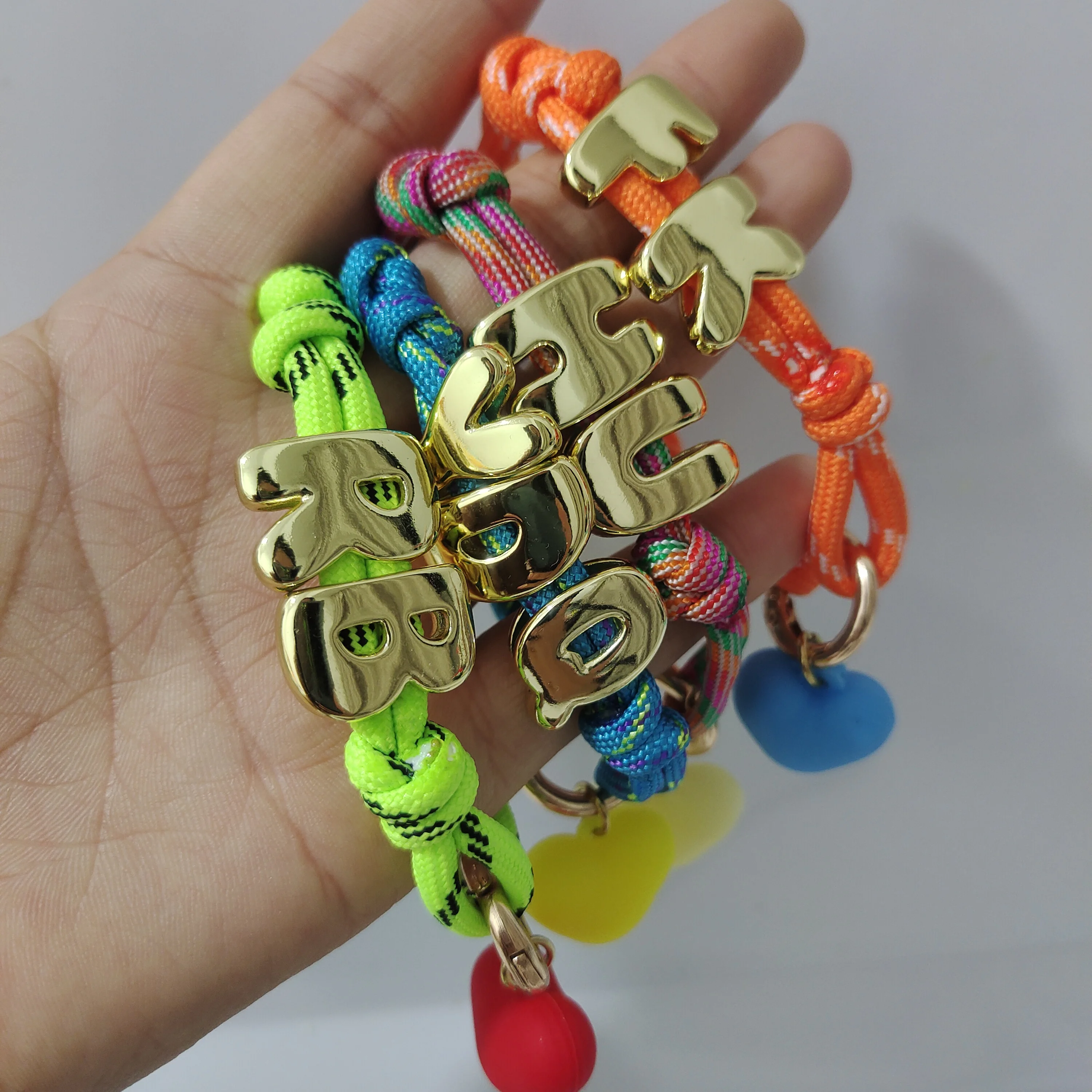 

Braided String Gold Bracelet With Initial DIY Handmade Bubble Letter Bracelet Alphabet Heart For Women Christmas Gift Jewelry