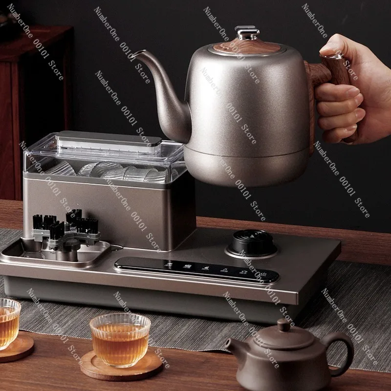 Pure Titanium Electric Tea Stove with Automatic Water Supply, Integrated Kettle and Cup Washer Tea Table Brewing System