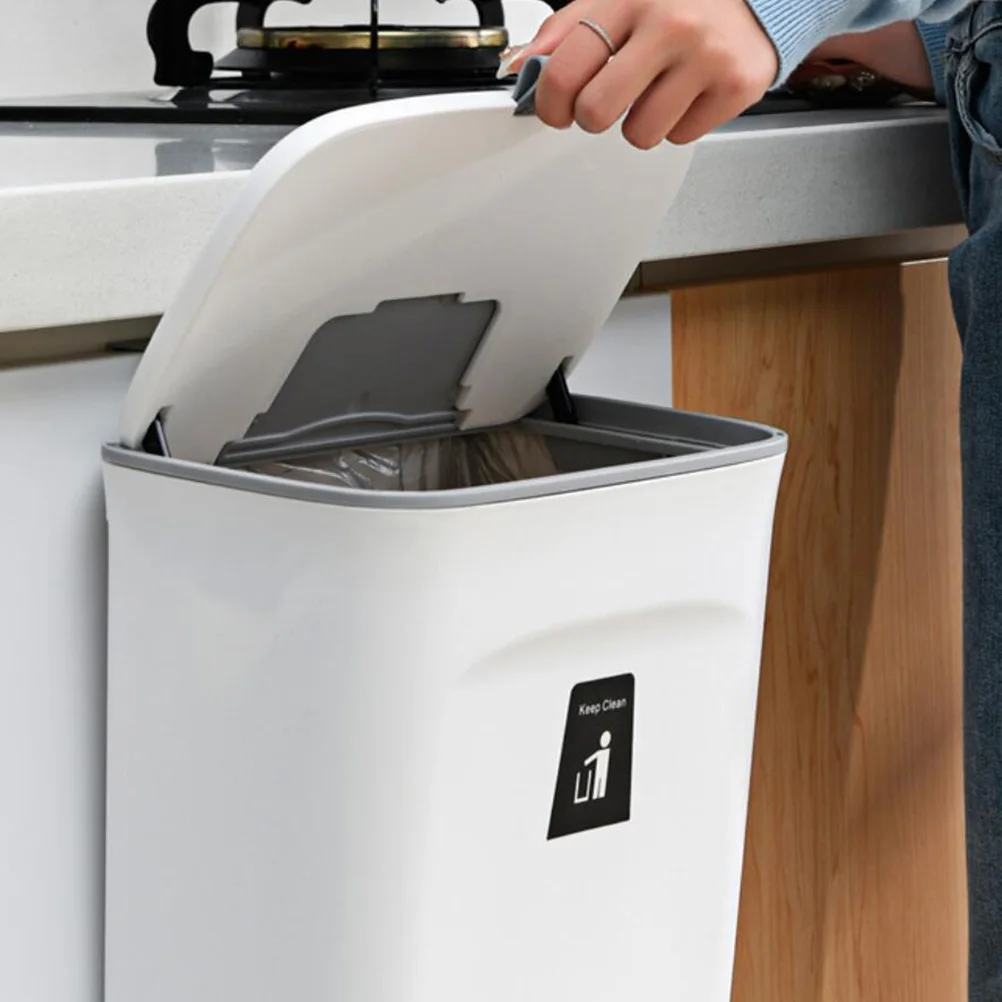 

Wall Mount Can Hanging Wastebasket Kitchen Garbage Bin Space Saving Odor Sealing Cabinet Door Trash Bin Wall Trash Can For