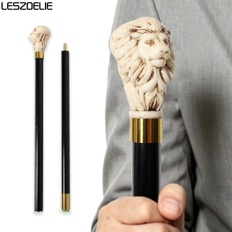 Luxury Elegant Resin Lion Head Walking Cane With Black Beech Wood Waling Stick for Men And Women