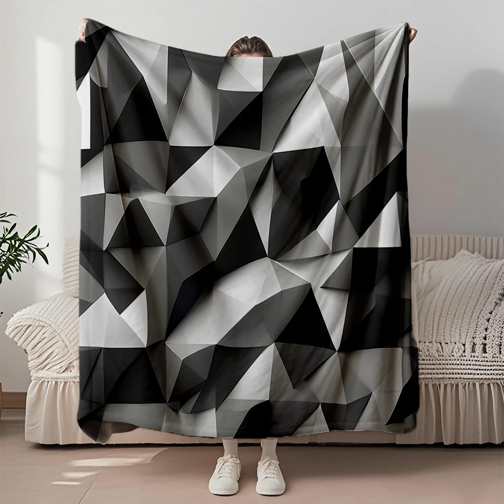 

Winter/summer Flannel Soft Blanket Abstract Geometric Black And Coverlet Microfiber Bedspread Tropical Fade-resistant