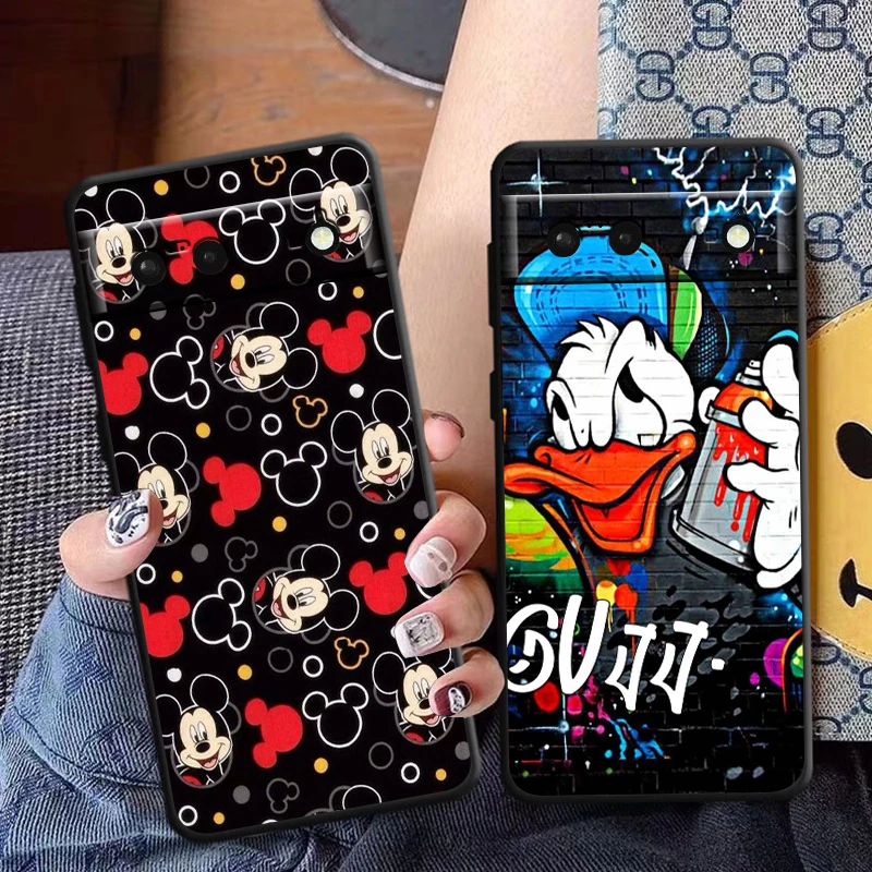 Mickey Mouse Phone Case For Google Pixel 8 7 Pro 6 Pro 6A 5A 5 4 4A XL 5G Black Soft Fundas Cover