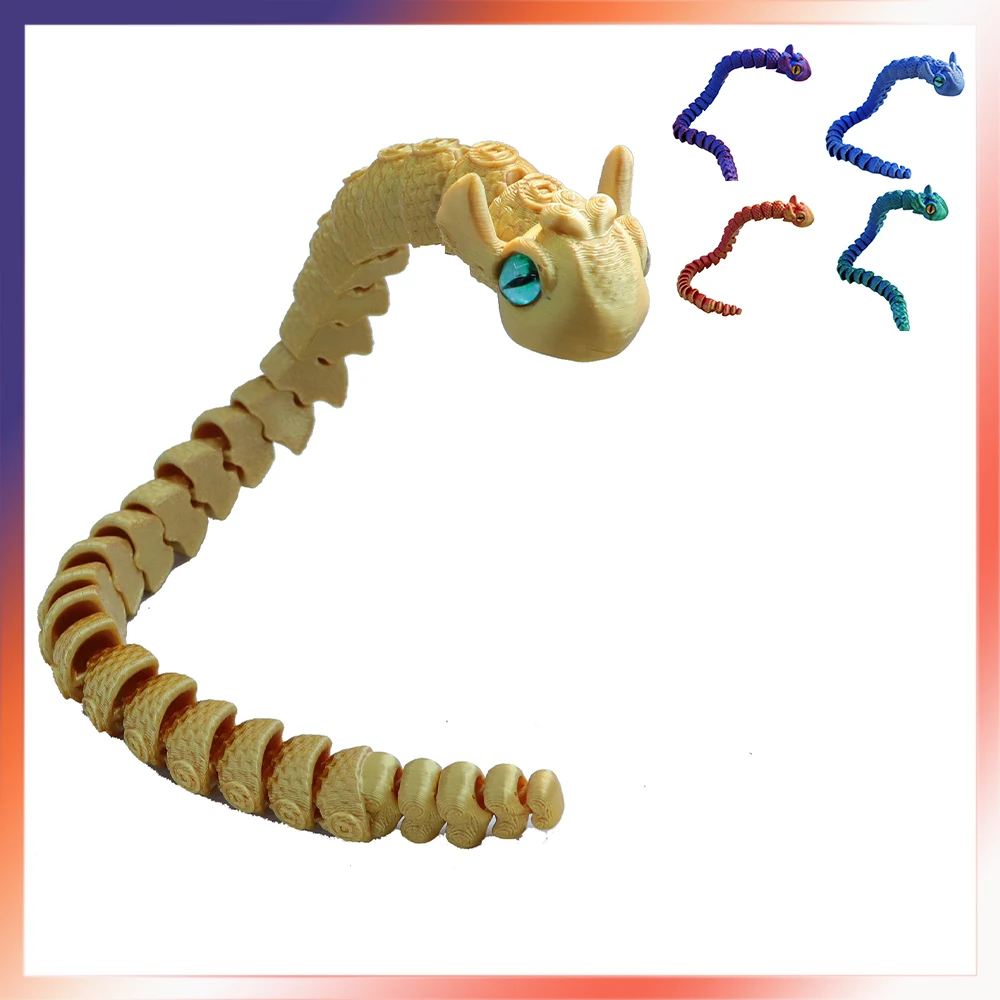 3D Printed Toys Animals Snakes Figures Model Multi-joint Movable Ornament Decorative Desktop Creativity Novelty Toy Kids Gifts