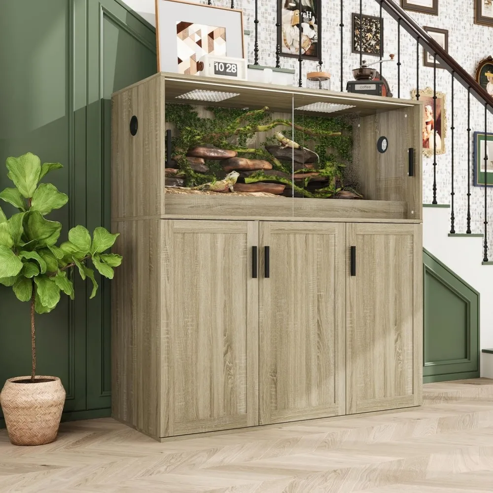 

Stand, Bearded Dragon Cage, Reptile Tank Enclosure, Terrarium Table with Tempered Glass, Ventilation Holes