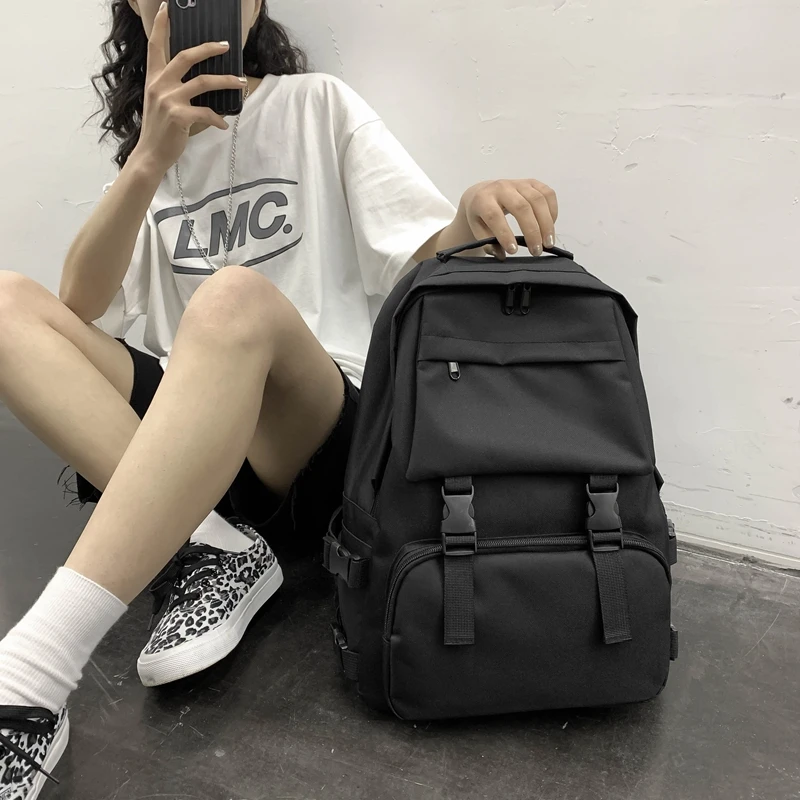 

Casual Nylon Backpack Female Many pockets Rucksack Large Capacity Travel Bags New Student School Bag Casual Lady Knapsack Men