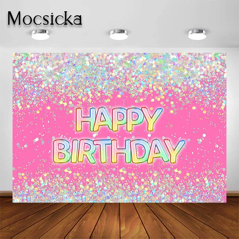 Mocsicka วันเกิดตกแต่งฉากหลังสำหรับ Shiny สีชมพูสีฟ้าสีม่วงพื้นหลังภาพสตูดิโอ Props