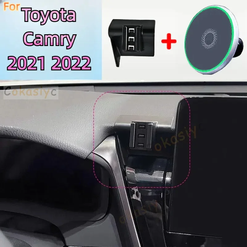 For Toyota Camry MK8 2021 2022 Magnetic Car Phone Holder 15W Wireless Charging Phone Stand MagSafe Base