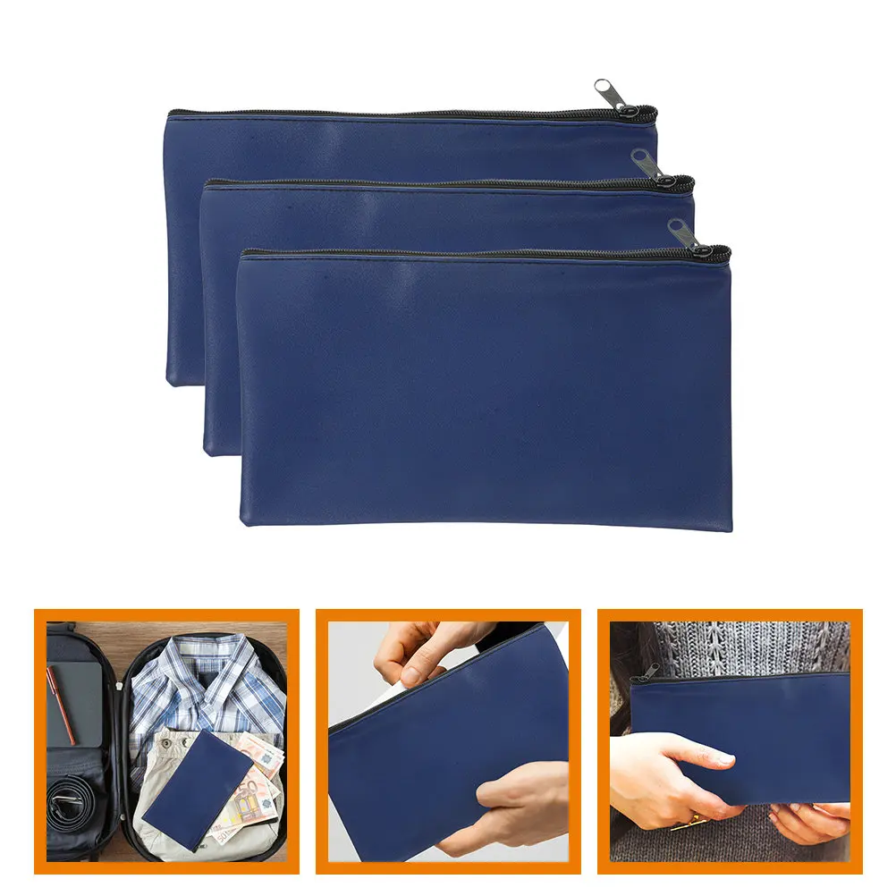 

3Pcs Bill Bags File Organizers Large Capacity Receipt Holders Money Pouches Zipper Cash Bags for Daily Use Money Holder