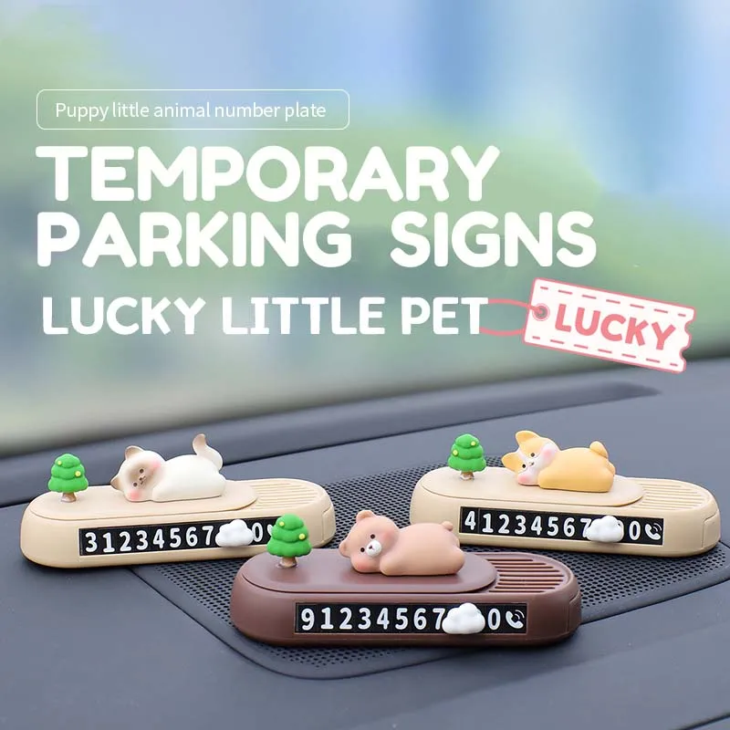 Temporary parking Sign For Car Interior, Crouching Small Animals, Fresh Air, Heat-resistant Soft Rubber Digital Stickers