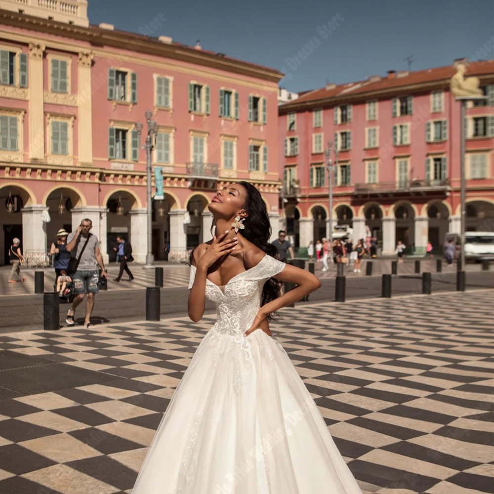 Vestidos De Novia elegantes con hombros descubiertos para mujer, Vestidos De princesa sin mangas con cuello en V, vestido De baile De playa, línea A, Sexy