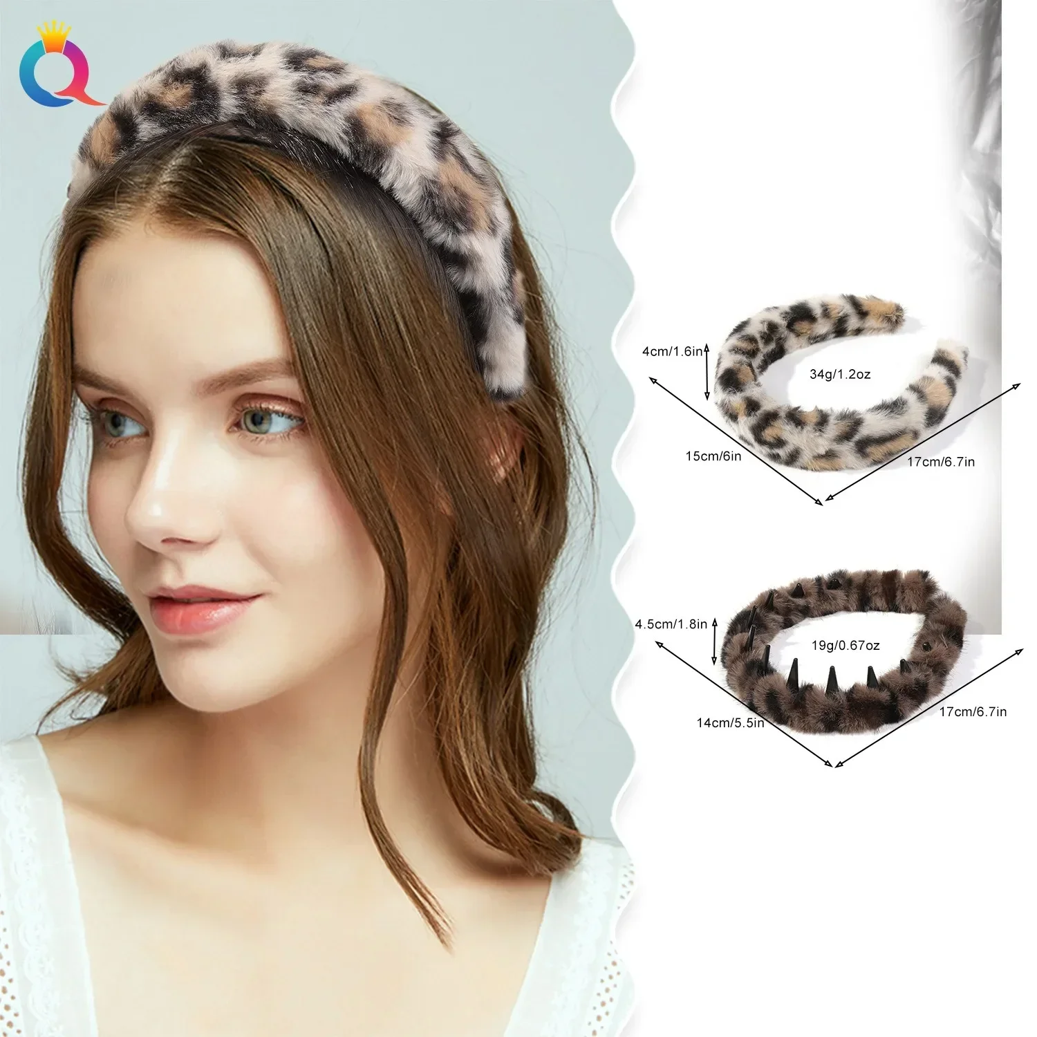 Diadema de felpa con estampado de leopardo Retro, gorros de otoño e invierno, accesorios coreanos para el cabello de uso diario, versátiles, antideslizantes, de alta calidad