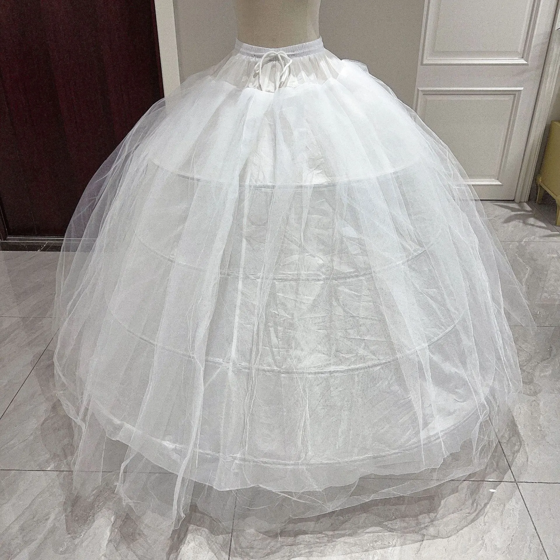 4 Hoops 2 lapisan rok Crinoline Volume penuh untuk gaun dan rok Gaun