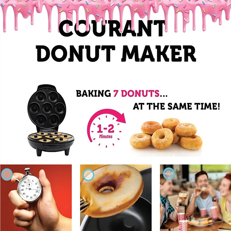 Electric Mini Donut Maker Machine Double-sided Heating Non-stick Coating for Breakfast Dessert Snack Family Party Bakeries