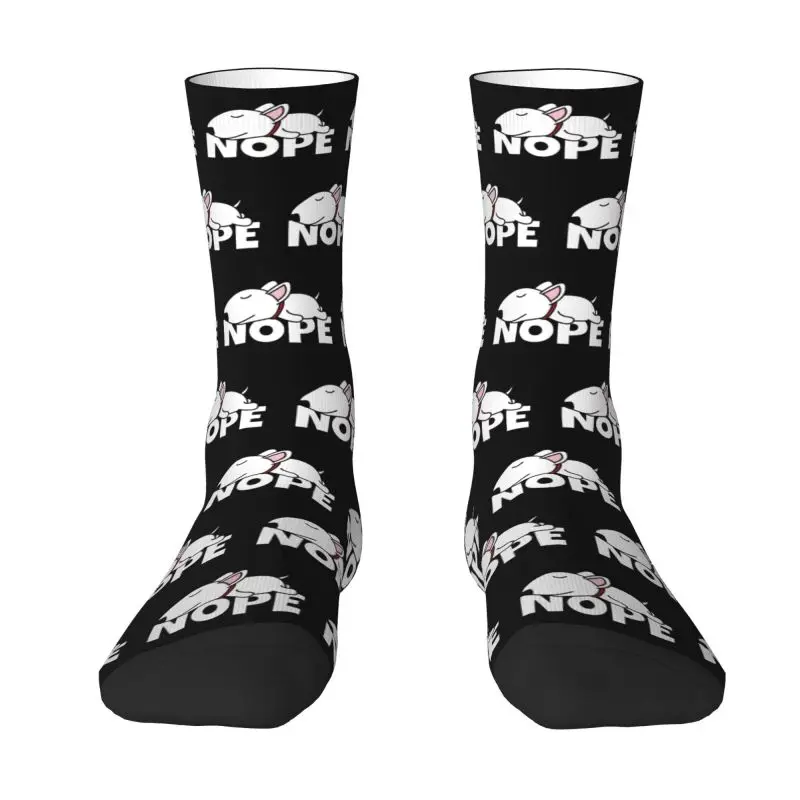 

Nope Bull Terrier Dog Lazy Mens Crew Socks Unisex Novelty Animal Pet Spring Summer Autumn Winter Dress Socks