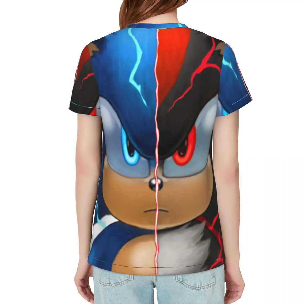 Sonic Shadow T-Shirt Women Short Sleeve T Shirts O-Neck Streetwear Cotton Summer Tees Streetwear