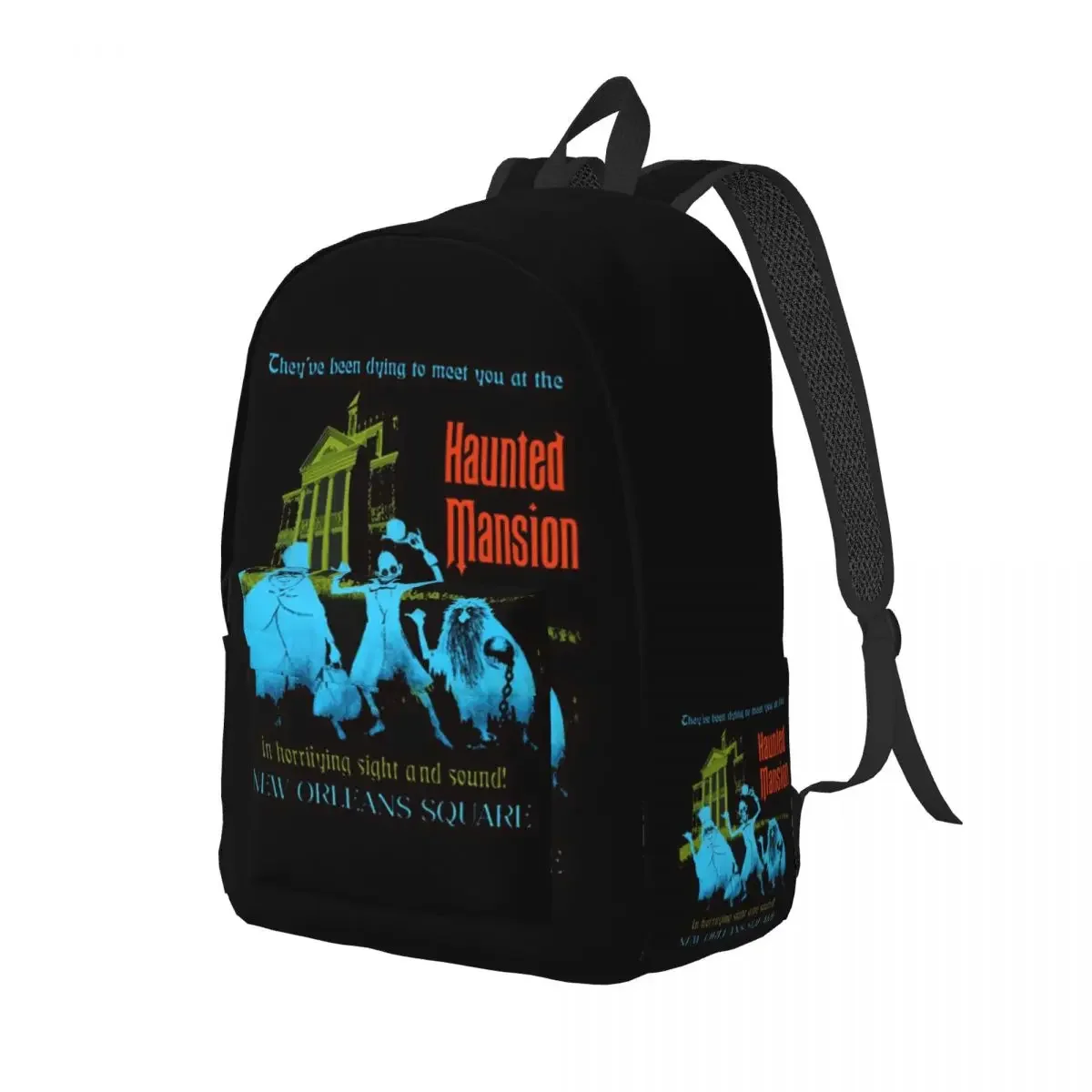 Retro Vintage The Haunted Mansion Laptop Backpack Men Women Basic Bookbag for School College Students Halloween Ghost Bag