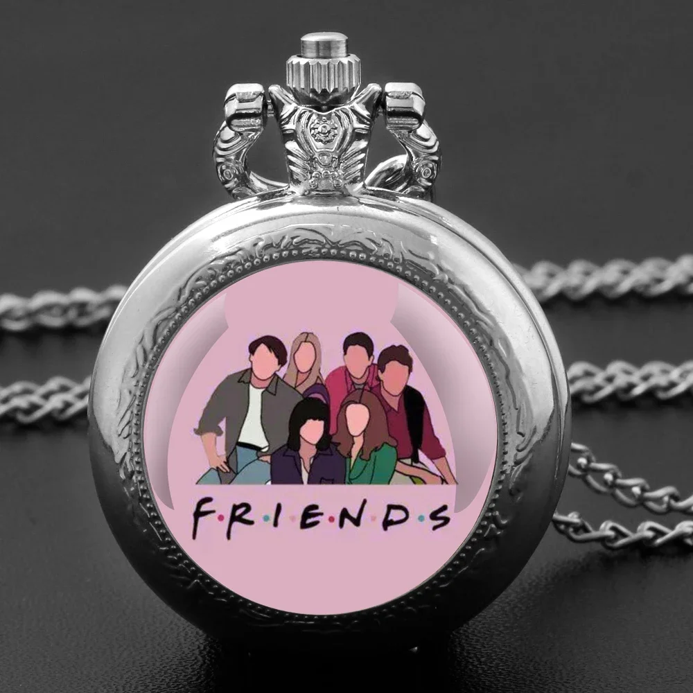 

Classic Teleplay Friends Vintage Glass Dome Quartz Pocket Watch Chain Timepiece Pendant Ideal for Men Women Children As Gifts