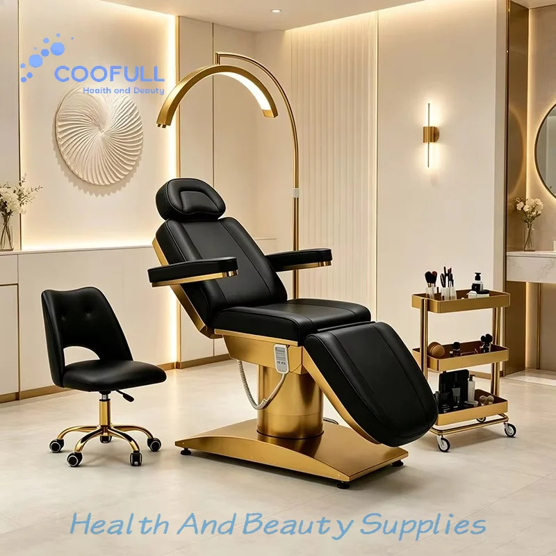Coofull Facial Bed 3 Motor Electric Salon Adjustable Rotation Cosmetic Extension Facial Spa Chair Massage Beauty Lash Bed