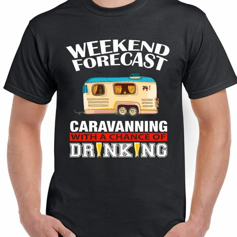 

Футболка Caravan Caravanning Drinking, мужская забавная футболка для кемпинга, клуба, прогноз выходных