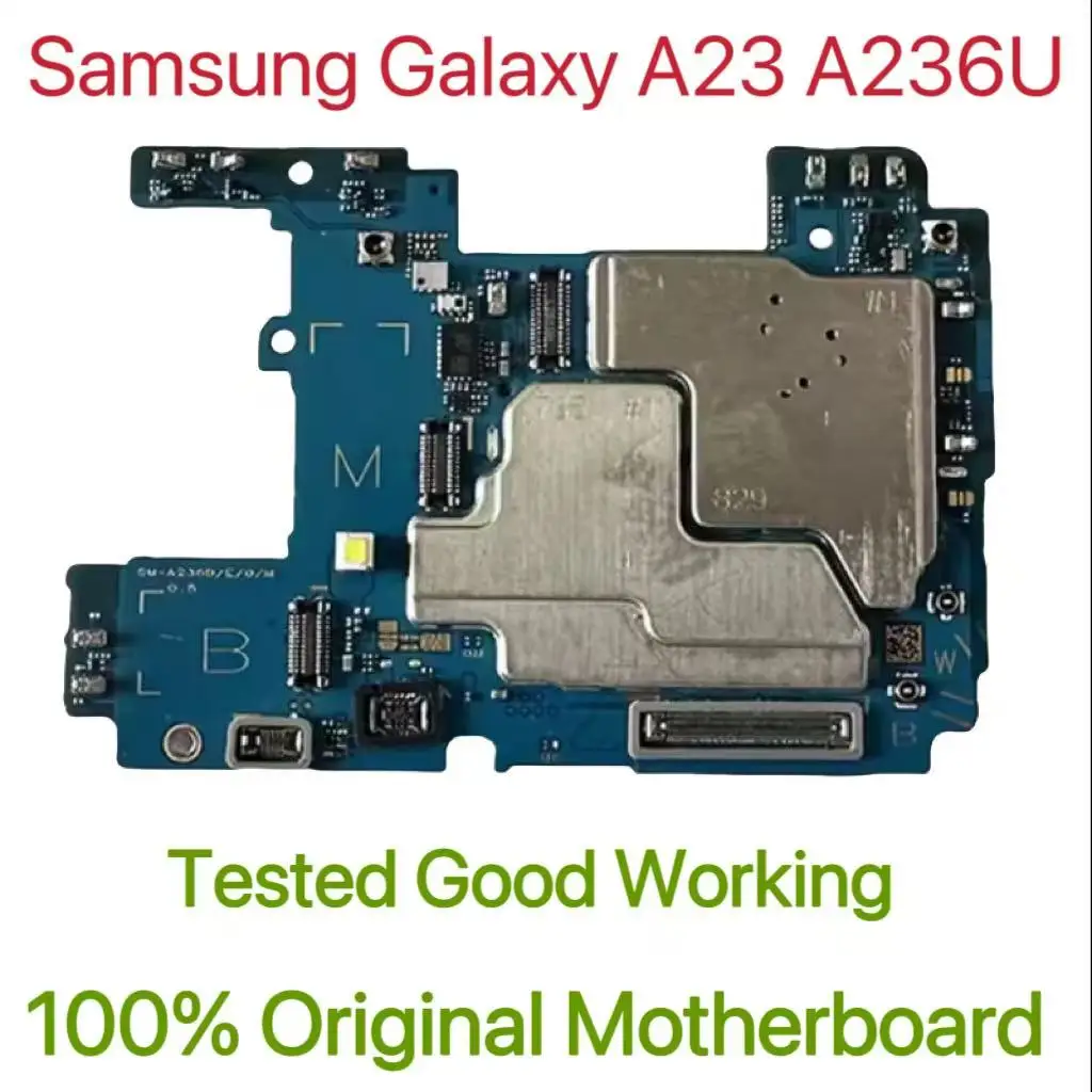 Original Unlocked Main Board For Samsung Galaxy A23 A236U 5G Mainboard Motherboard Unlocked With Chips Circuits Flex Cable