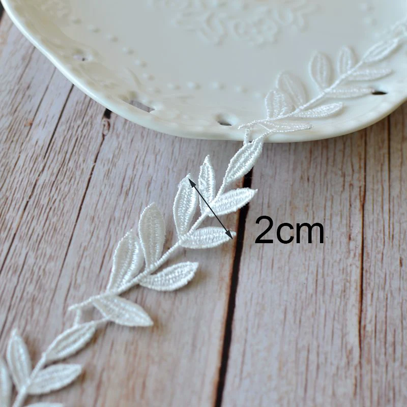 2Yard White Leaf Tassel Fringe Embroidered Lace Trim Ribbon Fabric Handmade Sewing Supplies Craft Gift Decorative