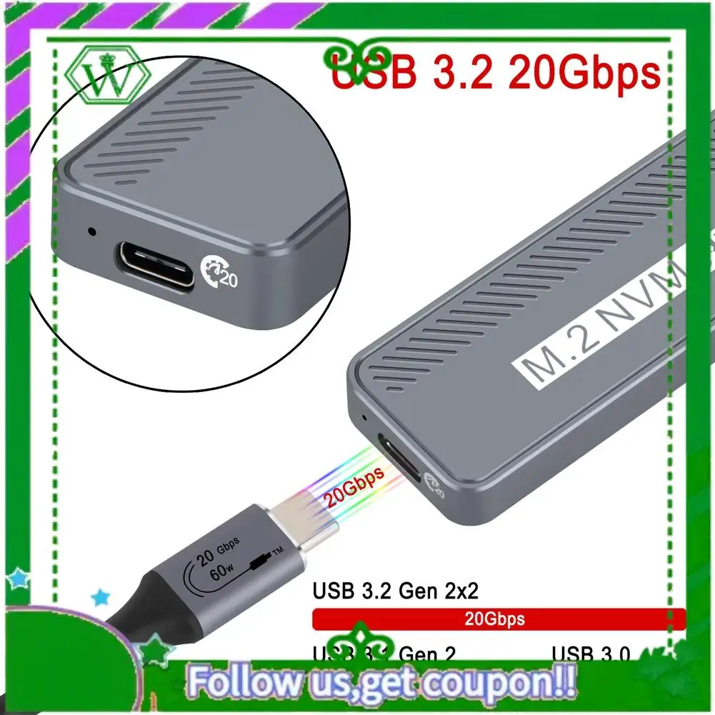 กล่องใส่ SSD รุ่น ABIK-M2 แบบ Type-C รองรับ USB3.2 ความเร็ว 20Gbps สำหรับ SSD NVME ขนาด 2230/2242/2260/2280 แบบ M Key