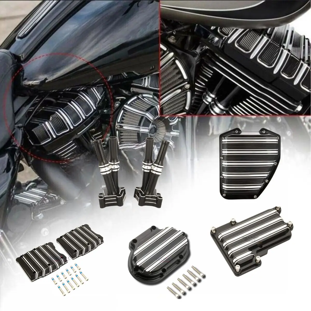Motorcycle Gauge Transmission Box Lower CNC Engine Cover for Dyna Touring Electra Glide Softail FXS Twin Cam 2008-2013