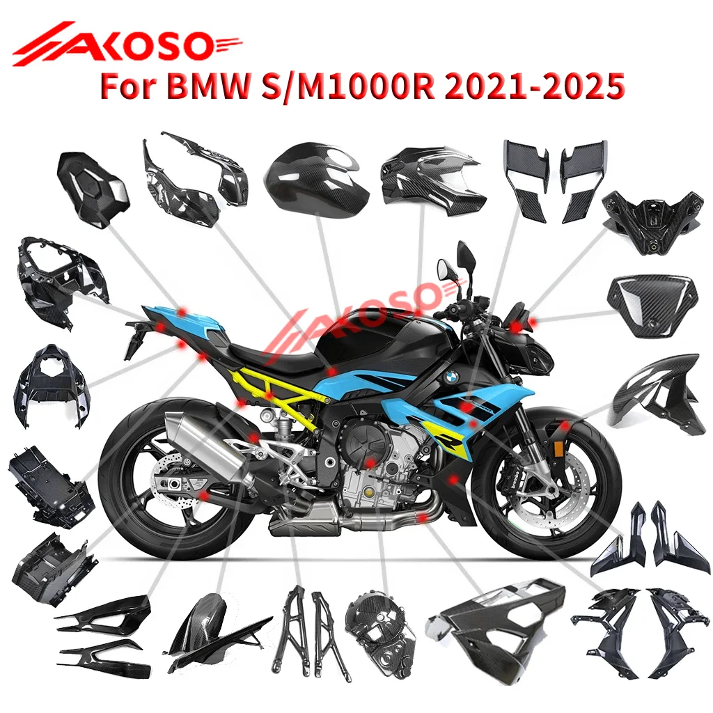 

Pure Dry Carbon Fiber Winglets Rear Parts Fenders Cover Fairing Kits 2025 for BMW S1000R M1000R 2021 2022 2023 2024